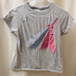 Nike Womens Gray T-Shirt with Pink and Blue Accents